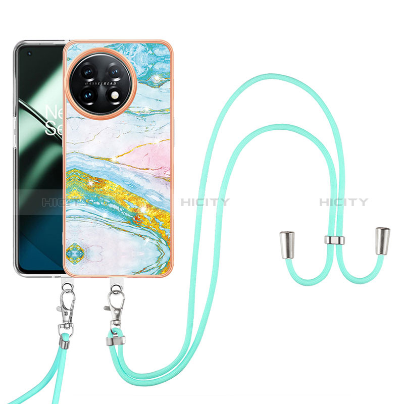 Handyhülle Silikon Hülle Gummi Schutzhülle Flexible Modisch Muster mit Schlüsselband Lanyard Y05B für OnePlus 11 5G