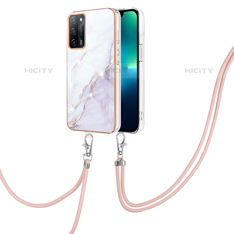 Handyhülle Silikon Hülle Gummi Schutzhülle Flexible Modisch Muster mit Schlüsselband Lanyard Y05B für Oppo A53s 5G