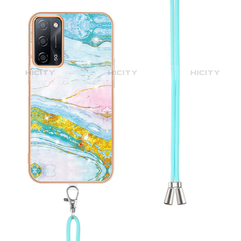 Handyhülle Silikon Hülle Gummi Schutzhülle Flexible Modisch Muster mit Schlüsselband Lanyard Y05B für Oppo A53s 5G groß