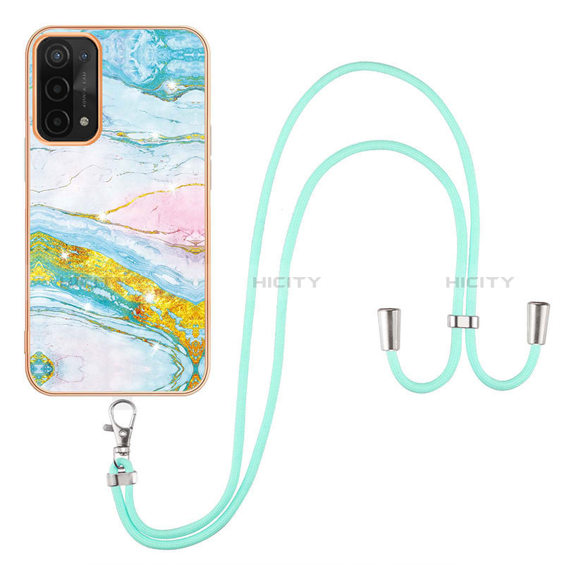 Handyhülle Silikon Hülle Gummi Schutzhülle Flexible Modisch Muster mit Schlüsselband Lanyard Y05B für Oppo A54 5G groß