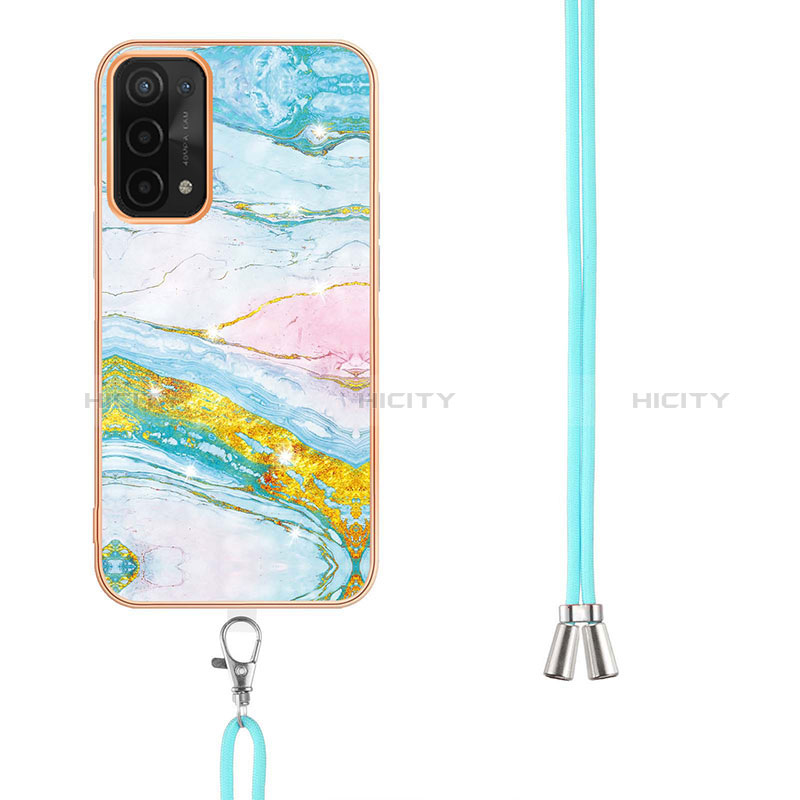 Handyhülle Silikon Hülle Gummi Schutzhülle Flexible Modisch Muster mit Schlüsselband Lanyard Y05B für Oppo A54 5G