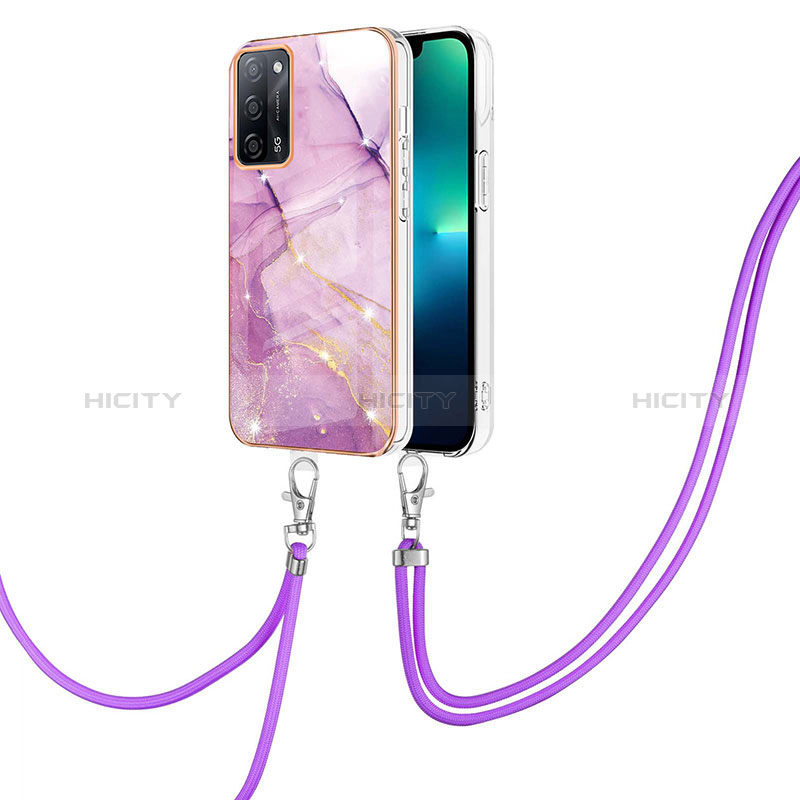 Handyhülle Silikon Hülle Gummi Schutzhülle Flexible Modisch Muster mit Schlüsselband Lanyard Y05B für Oppo A56 5G groß