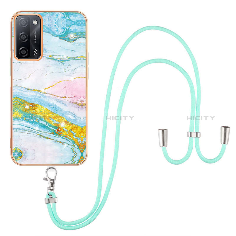 Handyhülle Silikon Hülle Gummi Schutzhülle Flexible Modisch Muster mit Schlüsselband Lanyard Y05B für Oppo A56 5G groß