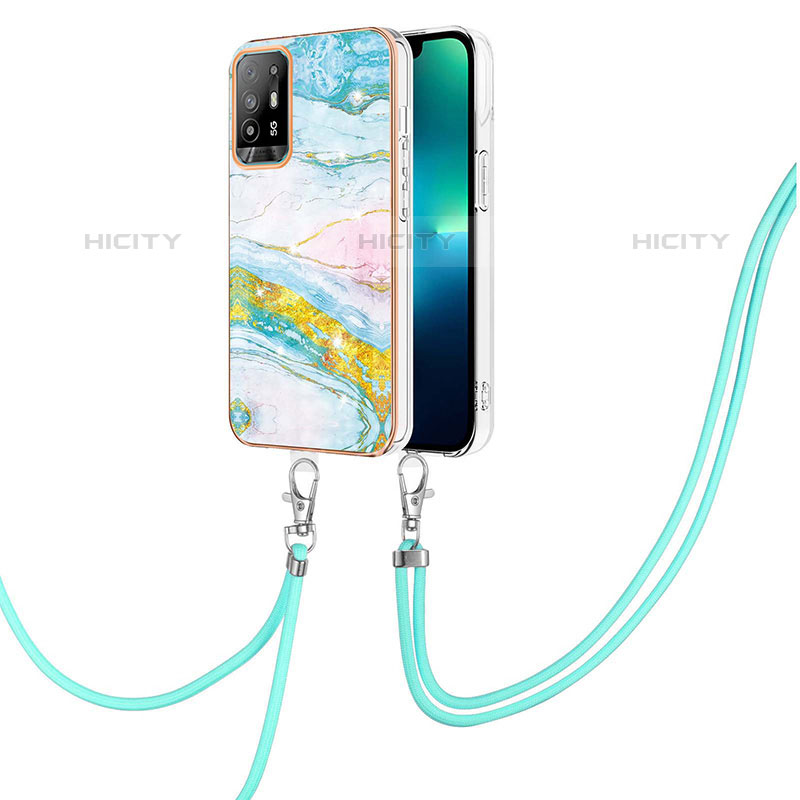 Handyhülle Silikon Hülle Gummi Schutzhülle Flexible Modisch Muster mit Schlüsselband Lanyard Y05B für Oppo A94 5G groß