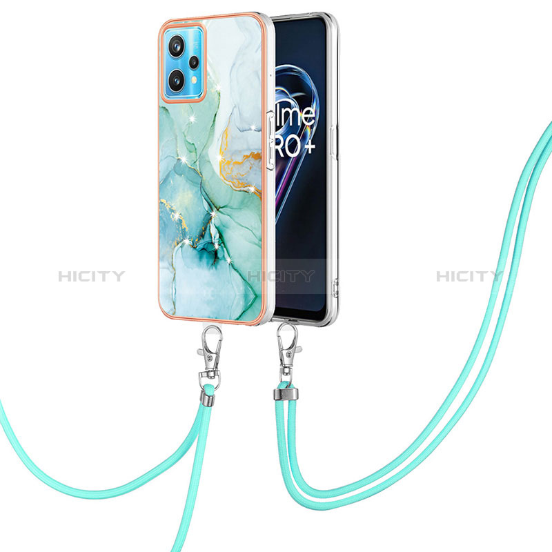 Handyhülle Silikon Hülle Gummi Schutzhülle Flexible Modisch Muster mit Schlüsselband Lanyard Y05B für Realme 9 Pro 5G groß