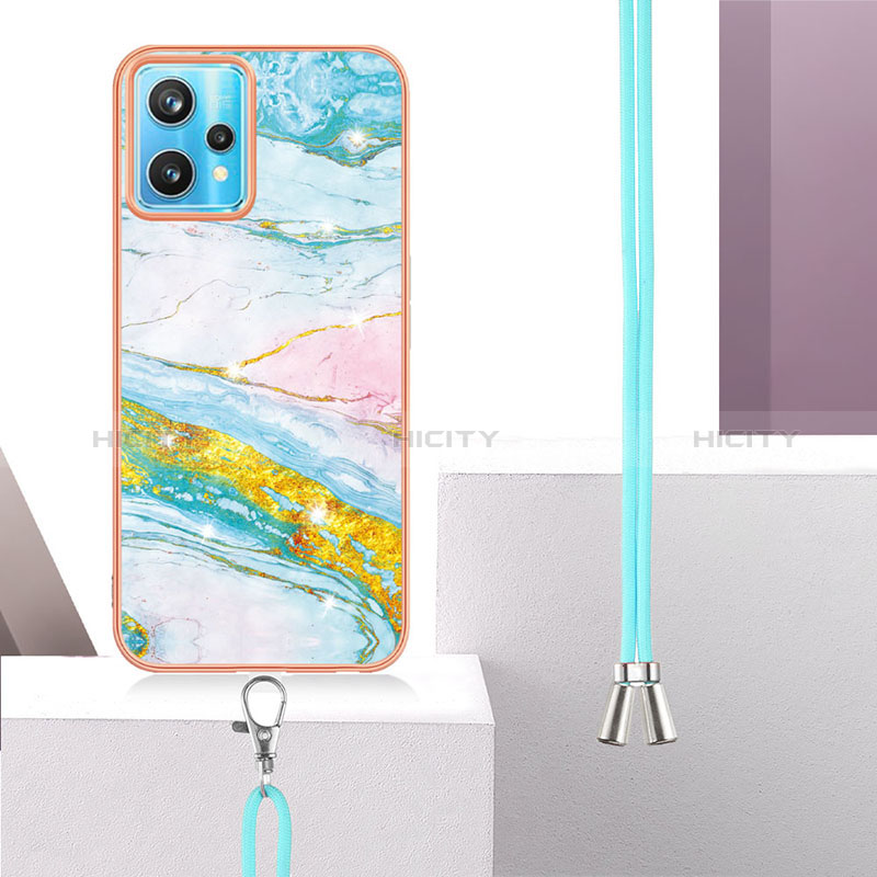 Handyhülle Silikon Hülle Gummi Schutzhülle Flexible Modisch Muster mit Schlüsselband Lanyard Y05B für Realme 9 Pro 5G groß