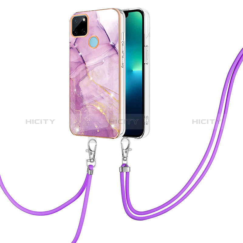 Handyhülle Silikon Hülle Gummi Schutzhülle Flexible Modisch Muster mit Schlüsselband Lanyard Y05B für Realme C21Y groß