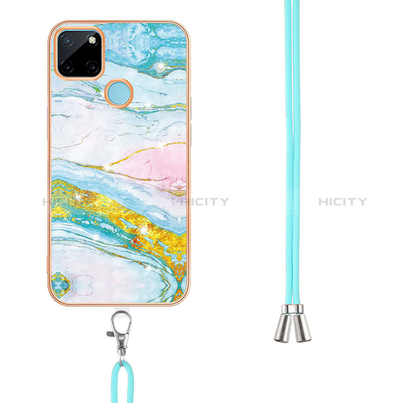 Handyhülle Silikon Hülle Gummi Schutzhülle Flexible Modisch Muster mit Schlüsselband Lanyard Y05B für Realme C25Y India