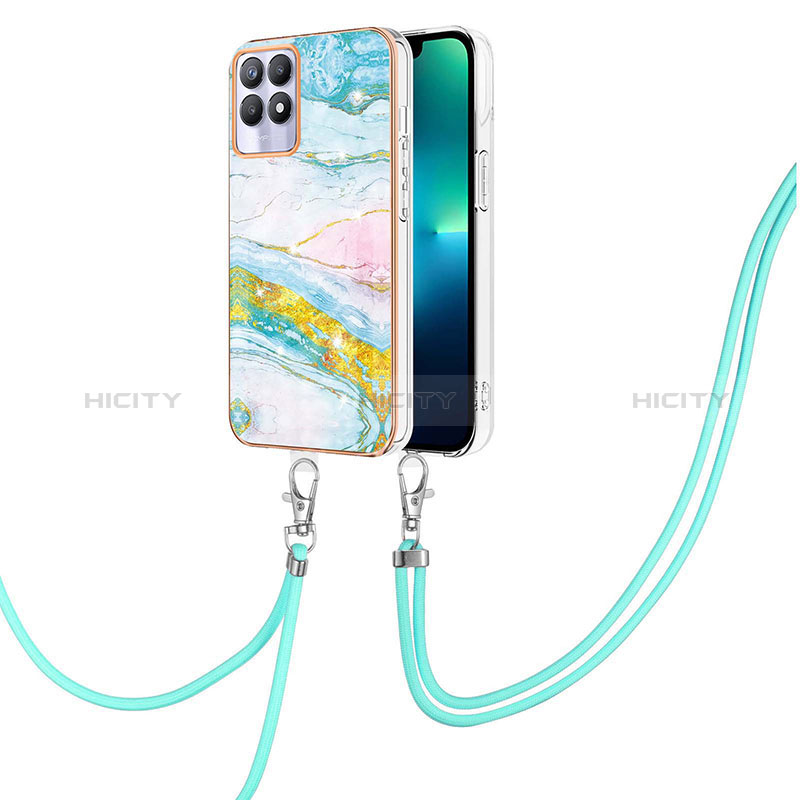 Handyhülle Silikon Hülle Gummi Schutzhülle Flexible Modisch Muster mit Schlüsselband Lanyard Y05B für Realme Narzo 50 4G