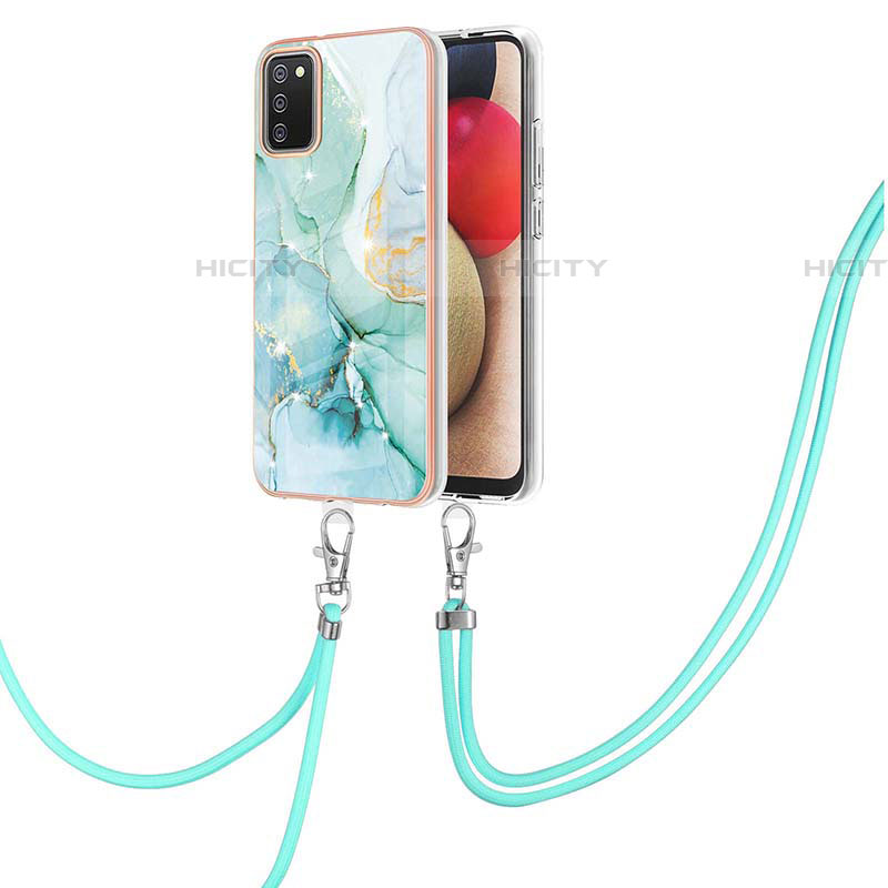 Handyhülle Silikon Hülle Gummi Schutzhülle Flexible Modisch Muster mit Schlüsselband Lanyard Y05B für Samsung Galaxy A03s