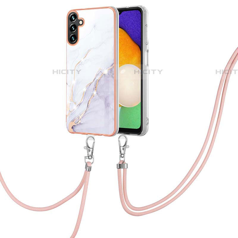 Handyhülle Silikon Hülle Gummi Schutzhülle Flexible Modisch Muster mit Schlüsselband Lanyard Y05B für Samsung Galaxy A04s groß