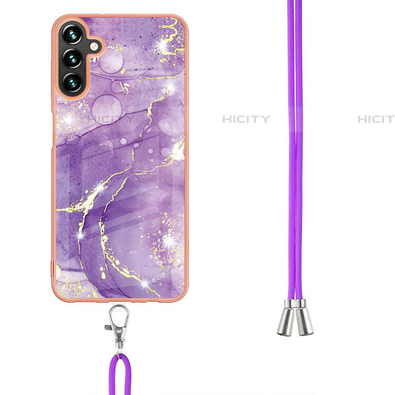 Handyhülle Silikon Hülle Gummi Schutzhülle Flexible Modisch Muster mit Schlüsselband Lanyard Y05B für Samsung Galaxy A04s