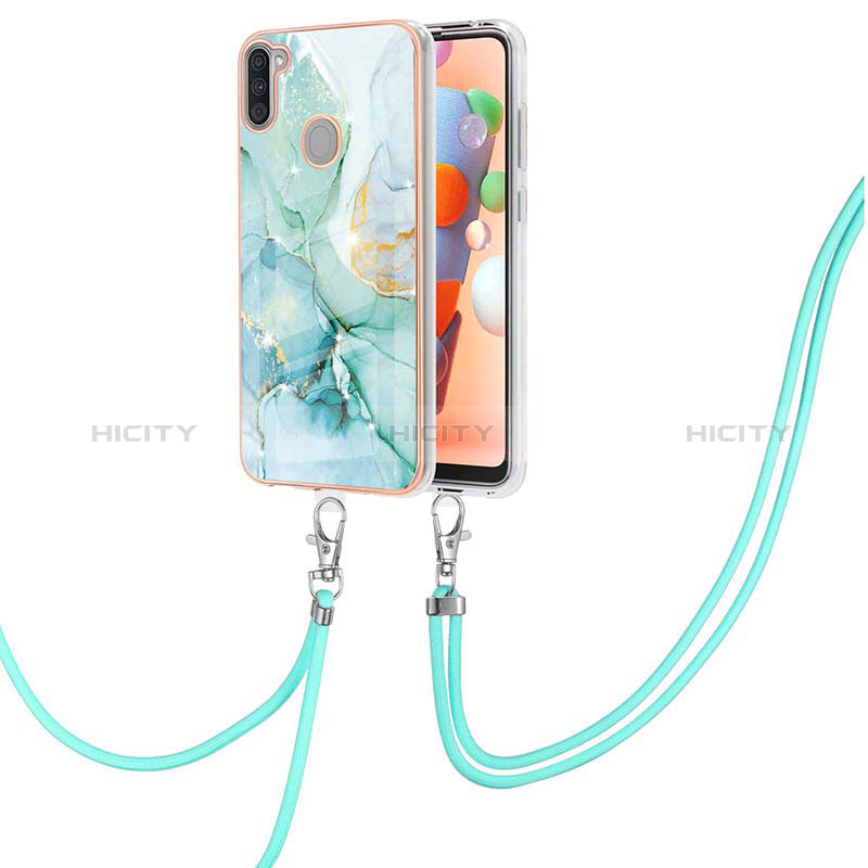 Handyhülle Silikon Hülle Gummi Schutzhülle Flexible Modisch Muster mit Schlüsselband Lanyard Y05B für Samsung Galaxy A11