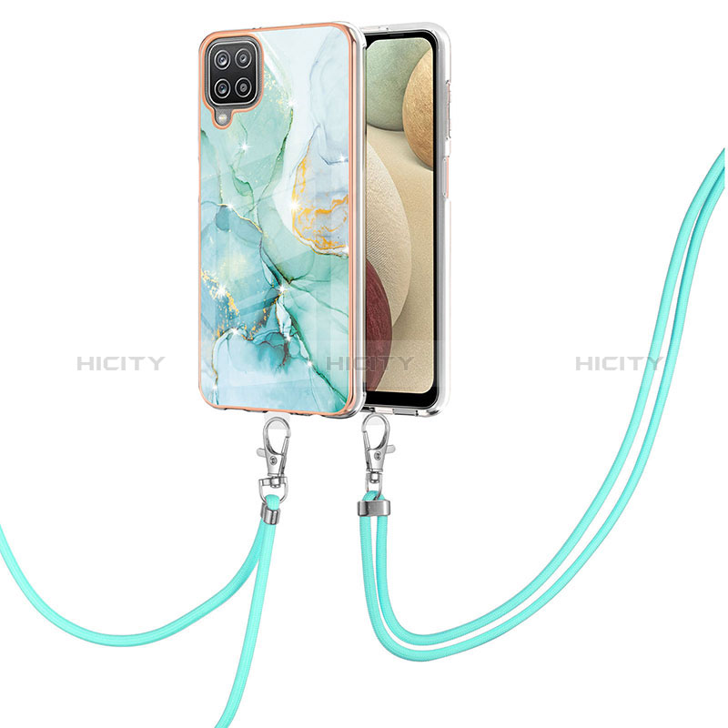 Handyhülle Silikon Hülle Gummi Schutzhülle Flexible Modisch Muster mit Schlüsselband Lanyard Y05B für Samsung Galaxy A12