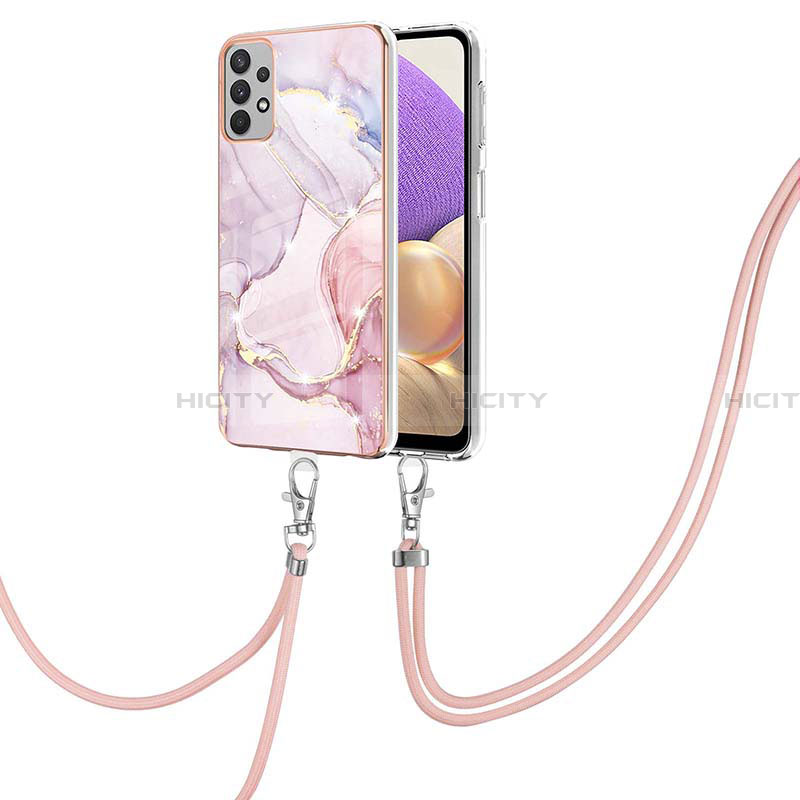 Handyhülle Silikon Hülle Gummi Schutzhülle Flexible Modisch Muster mit Schlüsselband Lanyard Y05B für Samsung Galaxy A13 4G groß