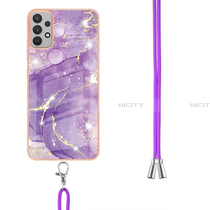 Handyhülle Silikon Hülle Gummi Schutzhülle Flexible Modisch Muster mit Schlüsselband Lanyard Y05B für Samsung Galaxy A13 4G groß