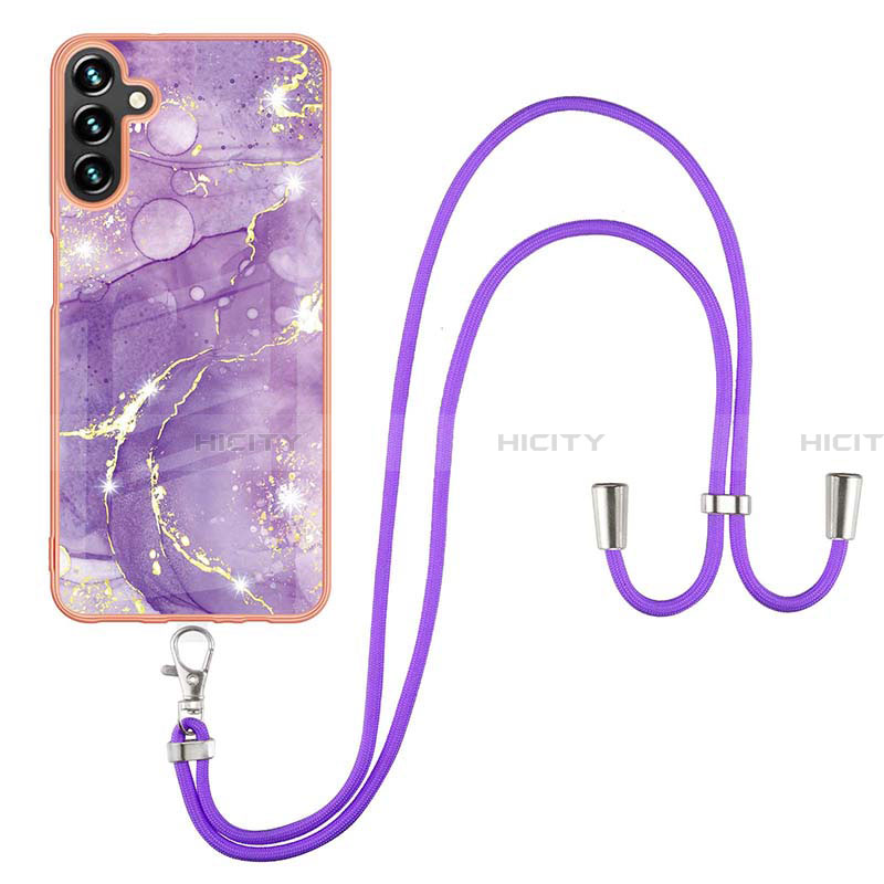 Handyhülle Silikon Hülle Gummi Schutzhülle Flexible Modisch Muster mit Schlüsselband Lanyard Y05B für Samsung Galaxy A13 5G groß