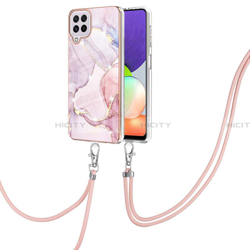 Handyhülle Silikon Hülle Gummi Schutzhülle Flexible Modisch Muster mit Schlüsselband Lanyard Y05B für Samsung Galaxy A22 4G groß