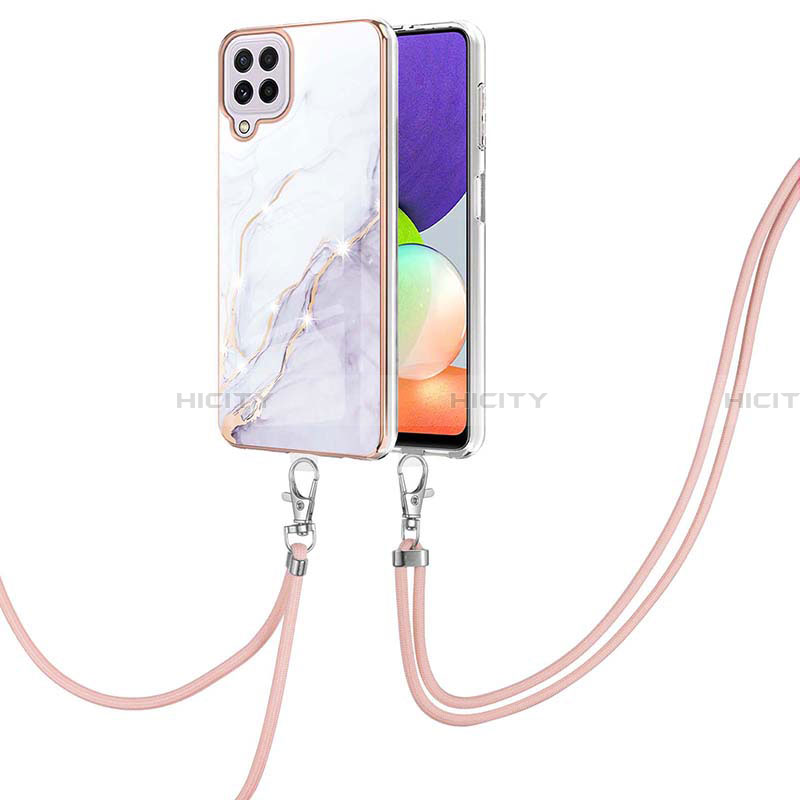 Handyhülle Silikon Hülle Gummi Schutzhülle Flexible Modisch Muster mit Schlüsselband Lanyard Y05B für Samsung Galaxy A22 4G groß