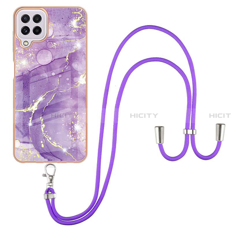 Handyhülle Silikon Hülle Gummi Schutzhülle Flexible Modisch Muster mit Schlüsselband Lanyard Y05B für Samsung Galaxy A22 4G groß