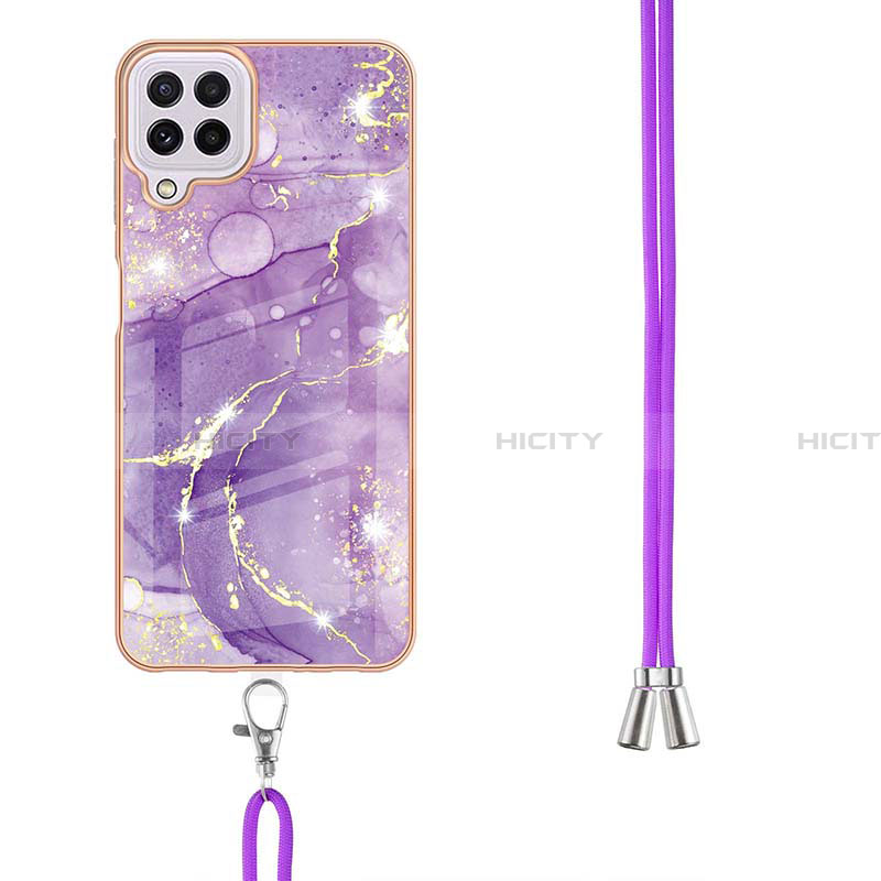 Handyhülle Silikon Hülle Gummi Schutzhülle Flexible Modisch Muster mit Schlüsselband Lanyard Y05B für Samsung Galaxy A22 4G