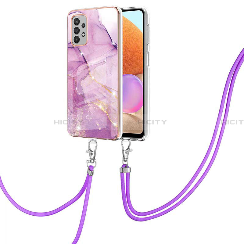 Handyhülle Silikon Hülle Gummi Schutzhülle Flexible Modisch Muster mit Schlüsselband Lanyard Y05B für Samsung Galaxy A32 4G