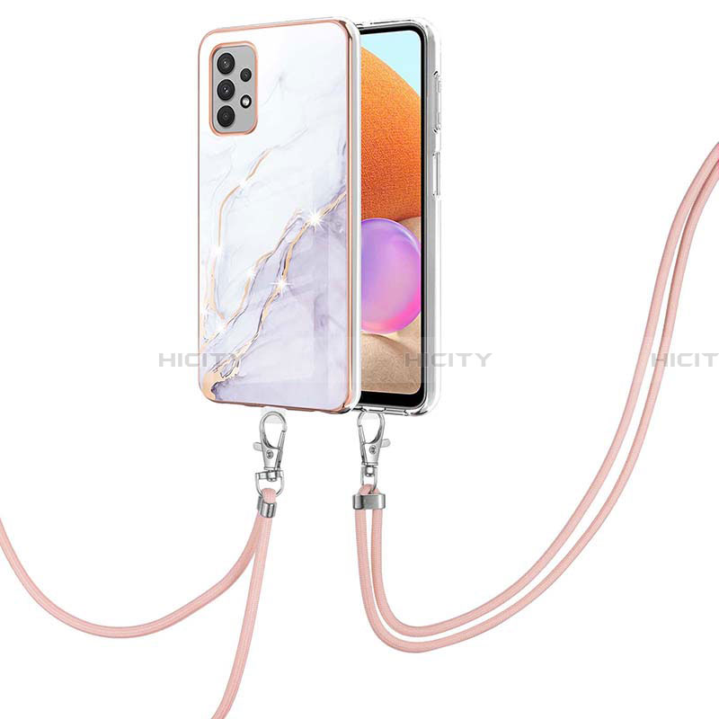 Handyhülle Silikon Hülle Gummi Schutzhülle Flexible Modisch Muster mit Schlüsselband Lanyard Y05B für Samsung Galaxy A32 4G groß