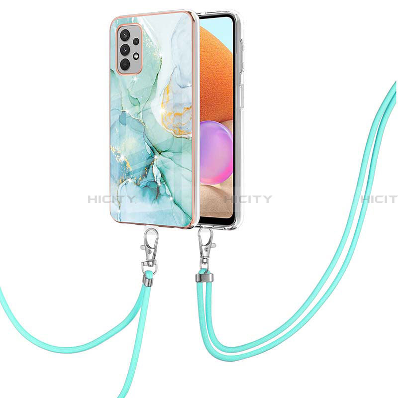 Handyhülle Silikon Hülle Gummi Schutzhülle Flexible Modisch Muster mit Schlüsselband Lanyard Y05B für Samsung Galaxy A32 4G