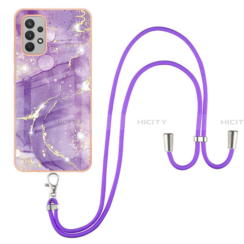 Handyhülle Silikon Hülle Gummi Schutzhülle Flexible Modisch Muster mit Schlüsselband Lanyard Y05B für Samsung Galaxy A32 5G