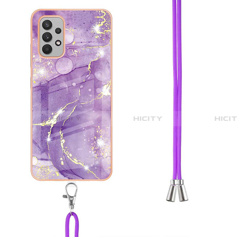 Handyhülle Silikon Hülle Gummi Schutzhülle Flexible Modisch Muster mit Schlüsselband Lanyard Y05B für Samsung Galaxy A32 5G groß