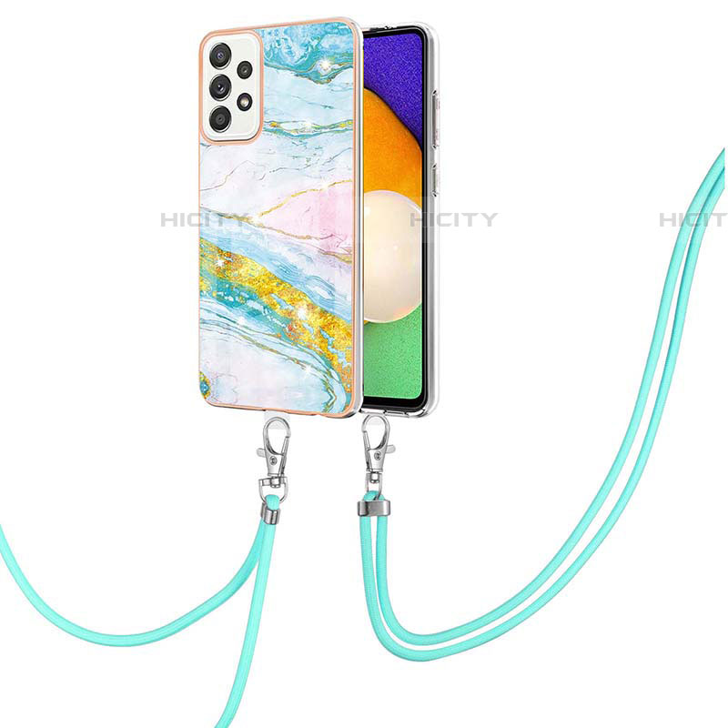 Handyhülle Silikon Hülle Gummi Schutzhülle Flexible Modisch Muster mit Schlüsselband Lanyard Y05B für Samsung Galaxy A52 4G groß