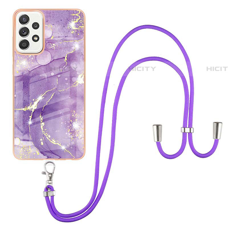 Handyhülle Silikon Hülle Gummi Schutzhülle Flexible Modisch Muster mit Schlüsselband Lanyard Y05B für Samsung Galaxy A52 4G