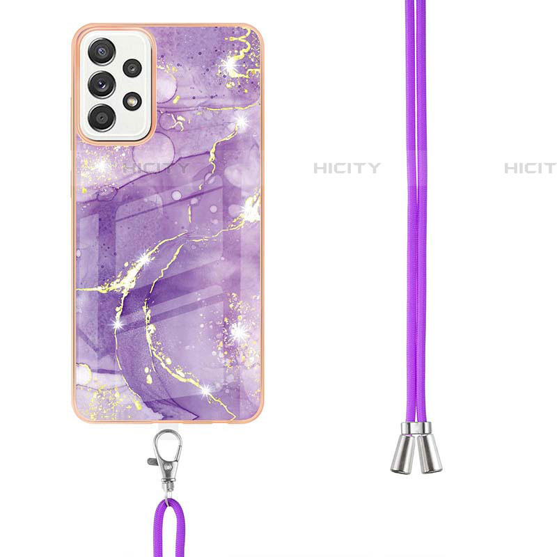 Handyhülle Silikon Hülle Gummi Schutzhülle Flexible Modisch Muster mit Schlüsselband Lanyard Y05B für Samsung Galaxy A52 4G groß