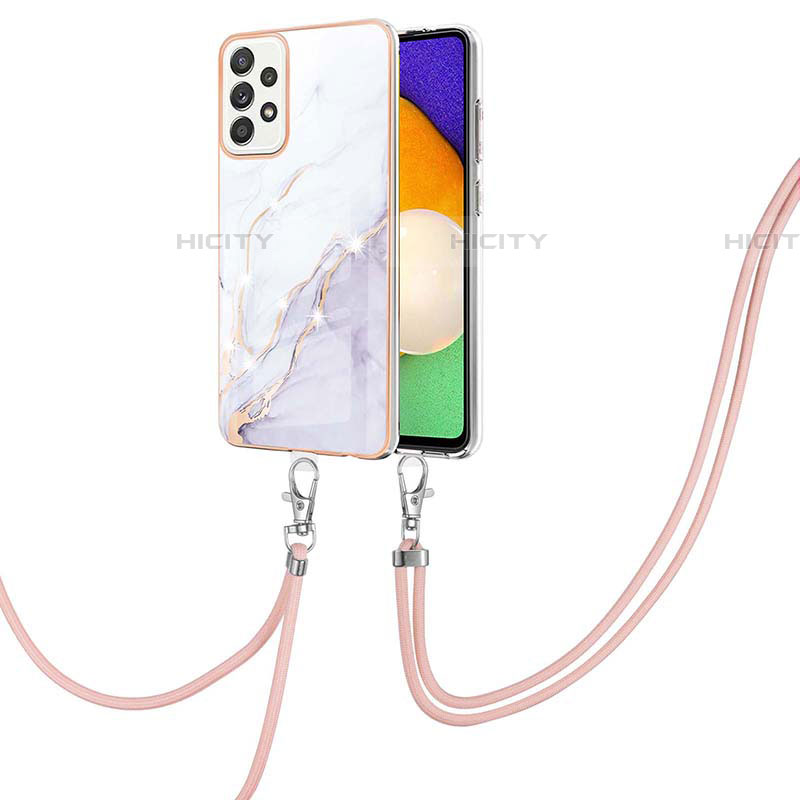 Handyhülle Silikon Hülle Gummi Schutzhülle Flexible Modisch Muster mit Schlüsselband Lanyard Y05B für Samsung Galaxy A52 5G