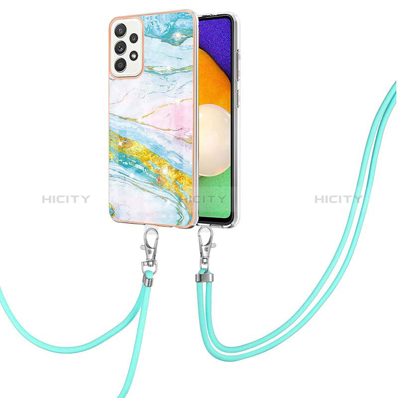 Handyhülle Silikon Hülle Gummi Schutzhülle Flexible Modisch Muster mit Schlüsselband Lanyard Y05B für Samsung Galaxy A52s 5G groß