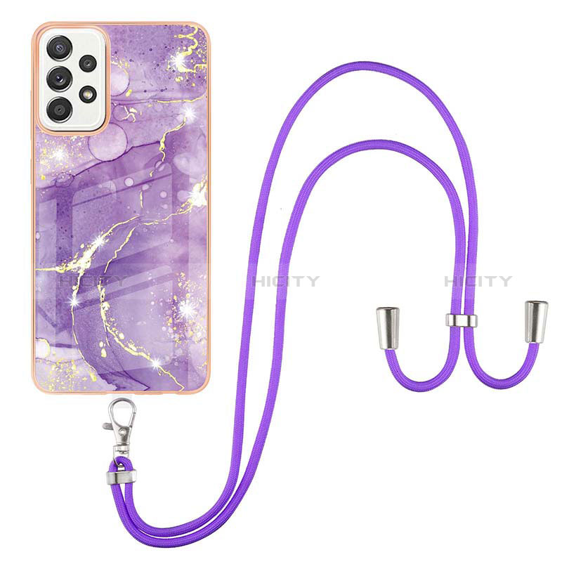 Handyhülle Silikon Hülle Gummi Schutzhülle Flexible Modisch Muster mit Schlüsselband Lanyard Y05B für Samsung Galaxy A52s 5G groß