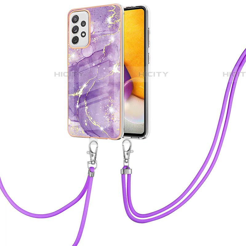 Handyhülle Silikon Hülle Gummi Schutzhülle Flexible Modisch Muster mit Schlüsselband Lanyard Y05B für Samsung Galaxy A72 4G