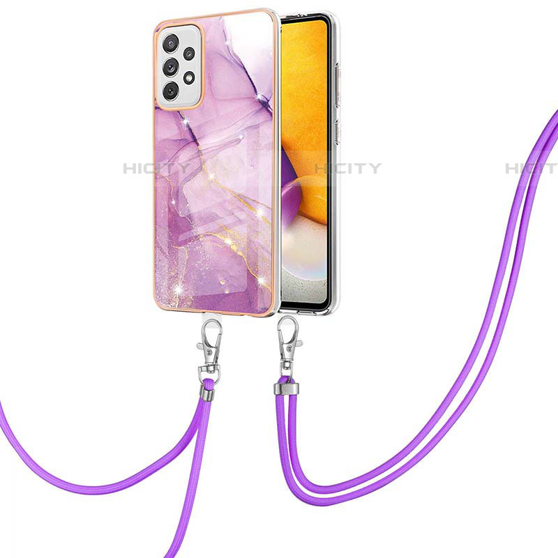 Handyhülle Silikon Hülle Gummi Schutzhülle Flexible Modisch Muster mit Schlüsselband Lanyard Y05B für Samsung Galaxy A72 4G