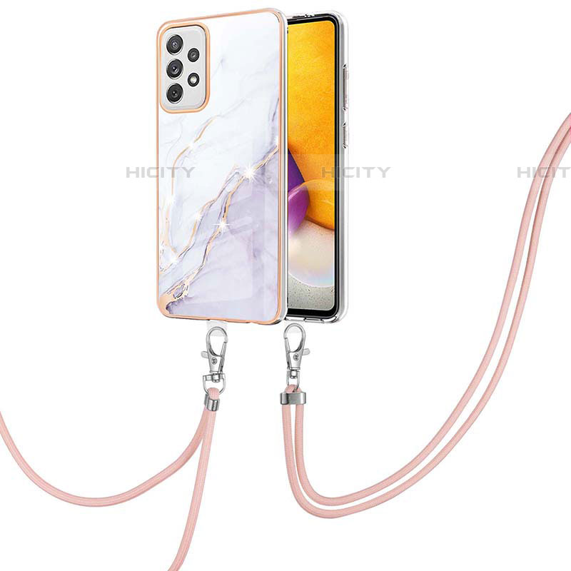 Handyhülle Silikon Hülle Gummi Schutzhülle Flexible Modisch Muster mit Schlüsselband Lanyard Y05B für Samsung Galaxy A72 4G