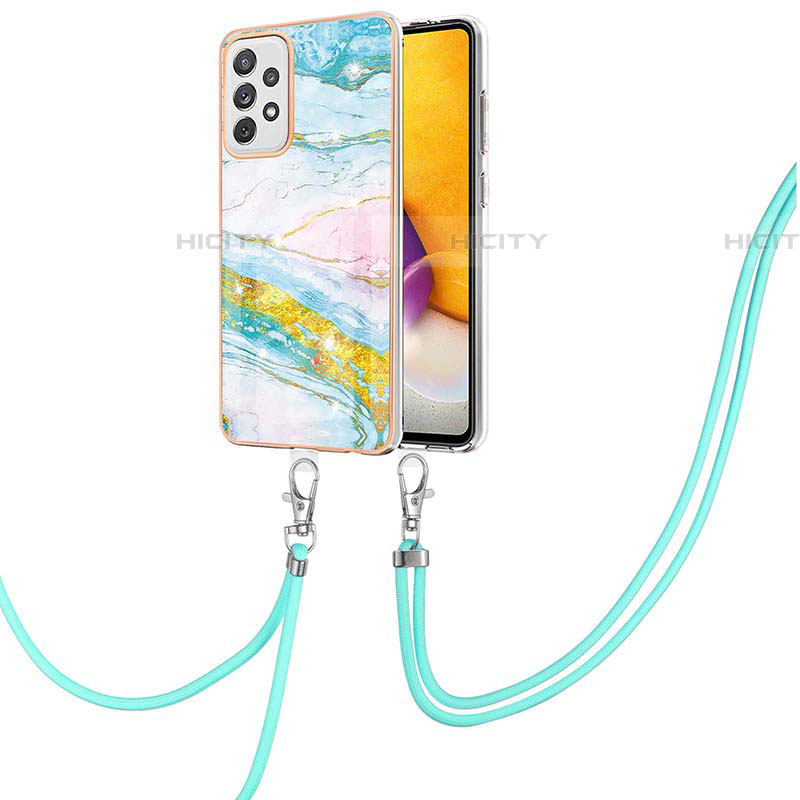 Handyhülle Silikon Hülle Gummi Schutzhülle Flexible Modisch Muster mit Schlüsselband Lanyard Y05B für Samsung Galaxy A72 4G groß