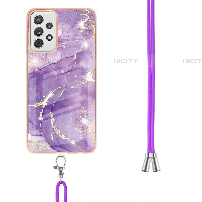 Handyhülle Silikon Hülle Gummi Schutzhülle Flexible Modisch Muster mit Schlüsselband Lanyard Y05B für Samsung Galaxy A72 4G groß