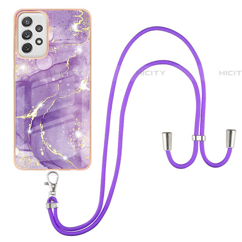 Handyhülle Silikon Hülle Gummi Schutzhülle Flexible Modisch Muster mit Schlüsselband Lanyard Y05B für Samsung Galaxy A72 5G