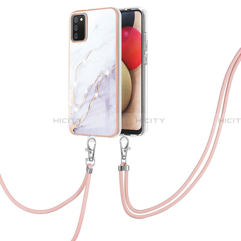 Handyhülle Silikon Hülle Gummi Schutzhülle Flexible Modisch Muster mit Schlüsselband Lanyard Y05B für Samsung Galaxy F02S SM-E025F