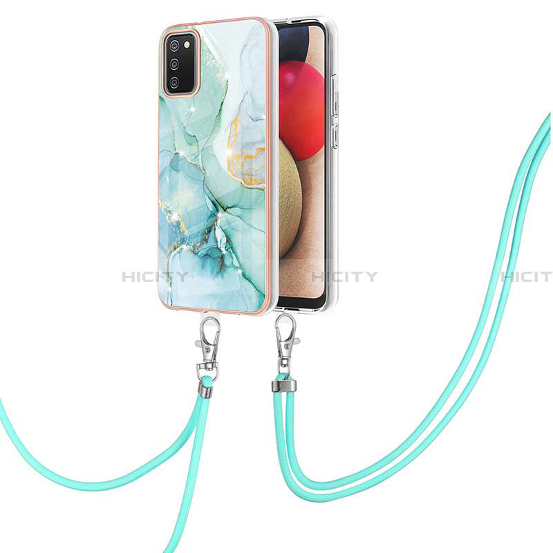 Handyhülle Silikon Hülle Gummi Schutzhülle Flexible Modisch Muster mit Schlüsselband Lanyard Y05B für Samsung Galaxy F02S SM-E025F groß