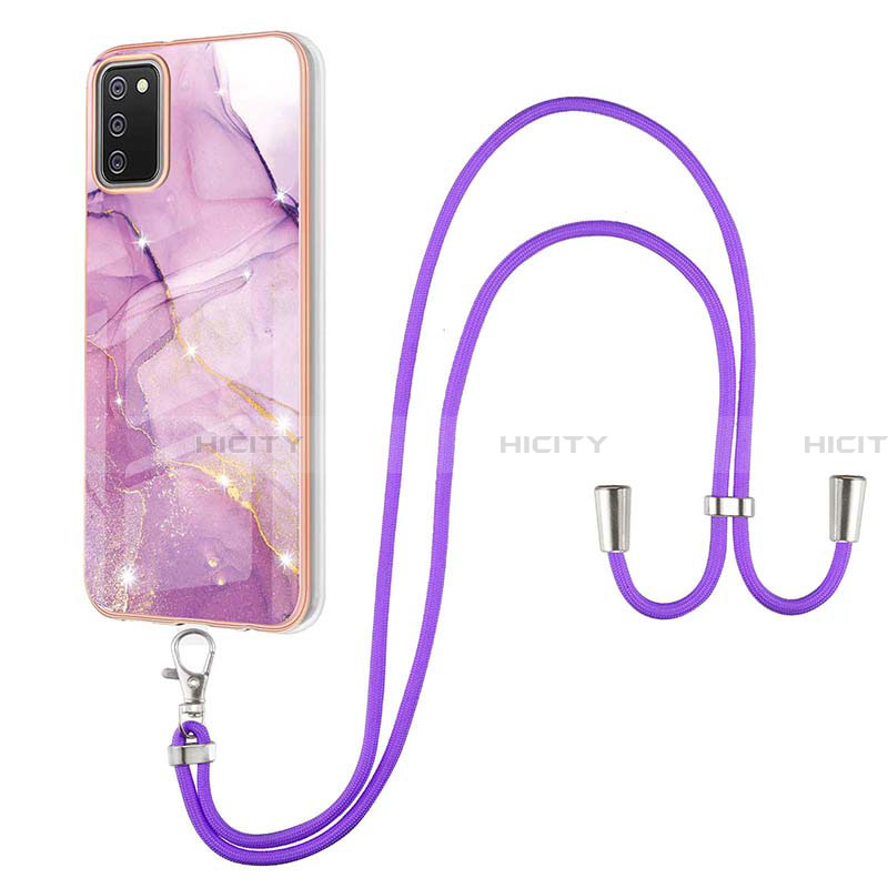 Handyhülle Silikon Hülle Gummi Schutzhülle Flexible Modisch Muster mit Schlüsselband Lanyard Y05B für Samsung Galaxy F02S SM-E025F groß