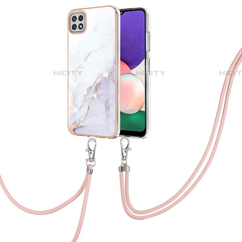 Handyhülle Silikon Hülle Gummi Schutzhülle Flexible Modisch Muster mit Schlüsselband Lanyard Y05B für Samsung Galaxy F42 5G groß