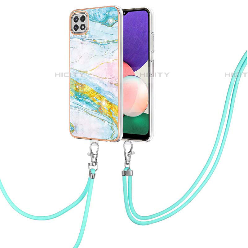 Handyhülle Silikon Hülle Gummi Schutzhülle Flexible Modisch Muster mit Schlüsselband Lanyard Y05B für Samsung Galaxy F42 5G groß