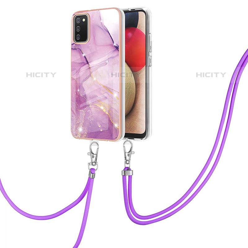 Handyhülle Silikon Hülle Gummi Schutzhülle Flexible Modisch Muster mit Schlüsselband Lanyard Y05B für Samsung Galaxy M02s