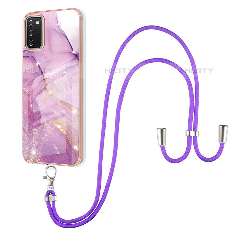 Handyhülle Silikon Hülle Gummi Schutzhülle Flexible Modisch Muster mit Schlüsselband Lanyard Y05B für Samsung Galaxy M02s