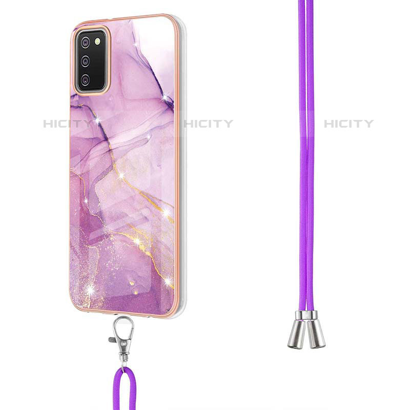 Handyhülle Silikon Hülle Gummi Schutzhülle Flexible Modisch Muster mit Schlüsselband Lanyard Y05B für Samsung Galaxy M02s